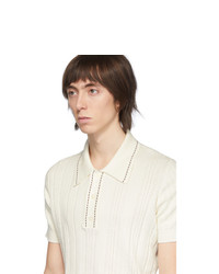 Wales Bonner Off White Textured Knit Polo