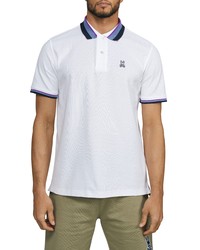 Psycho Bunny Oliver Neon Tipped Pique Polo In White At Nordstrom
