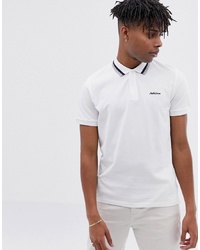 Jack & Jones Originals Polo With Logo And Tipped Collar In White