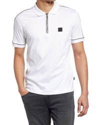 BOSS Paras Tipped Zip Polo In White At Nordstrom