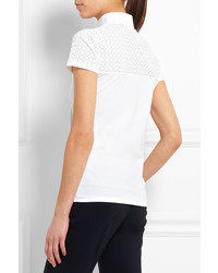 Cavalleria Toscana Perforated Stretch Jersey Polo Shirt White