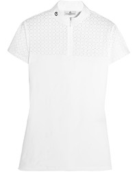 Cavalleria Toscana Perforated Stretch Jersey Polo Shirt White