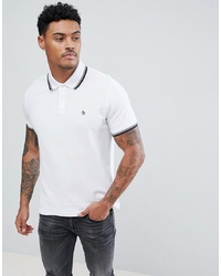 Original Penguin Pique Tipped Polo Slim Fit Small Logo Slim Fit In White