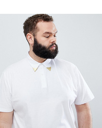 ASOS DESIGN Plus Relaxed Polo Shirt With Western Collar Tips In White