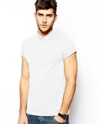 Asos Polo Shirt In Jersey With Roll Sleeve White