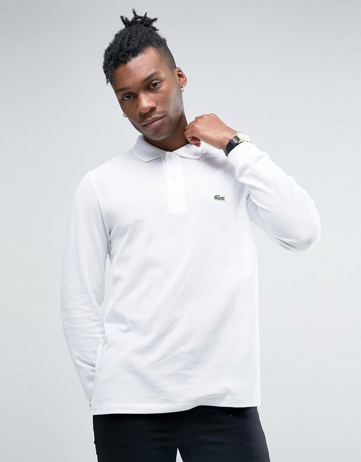 Frastøde edderkop Bagvaskelse Lacoste Polo Shirt In Long Sleeve White Regular Fit, $128 | Asos | Lookastic