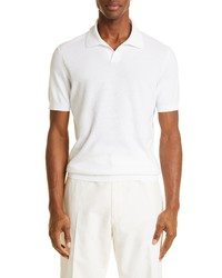 Zegna Pure Cotton Pique Short Sleeve Polo In Off White At Nordstrom
