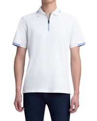 Bugatchi Quarter Zip Polo In White At Nordstrom