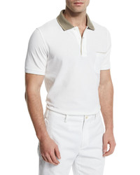 Loro Piana Regatta Contrast Collar Polo Shirt Optical White