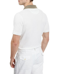 Loro Piana Regatta Contrast Collar Polo Shirt Optical White