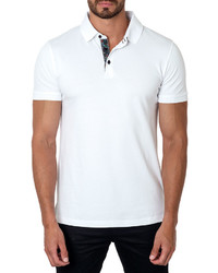 Jared Lang Short Sleeve Cotton Blend Polo Shirt White
