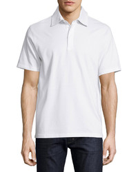 Ermenegildo Zegna Short Sleeve Knit Pique Polo Shirt White