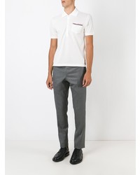 Thom Browne Short Sleeve Polo Shirt In White Cotton Pique