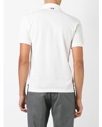 Thom Browne Short Sleeve Polo Shirt In White Cotton Pique