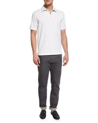 Ermenegildo Zegna Short Sleeve Polo Shirt White