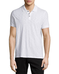 Vince Short Sleeve Slub Knit Polo Shirt White