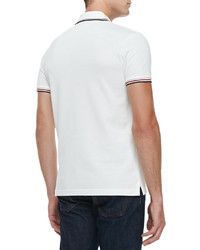 Moncler Short Sleeve Tape Tipped Polo Ivory