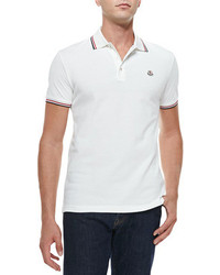 Moncler Short Sleeve Tape Tipped Polo Ivory