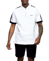 Topman Signature Oversize Short Sleeve Zip Polo