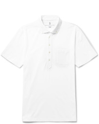Brunello Cucinelli Slim Fit Button Down Collar Cotton Jersey Polo Shirt