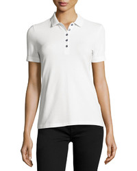 Burberry Slim Fit Polo Shirt With Check Trim White