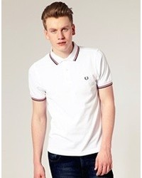 Fred Perry Slim Fit Polo With Twin Tipped In White