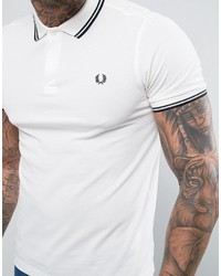 Fred Perry Slim Fit Twin Tipped Polo Shirt White