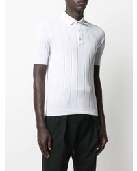 Lardini Stripe Embroidered Linen Polo Shirt