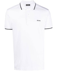 Zegna Striped Logo Print Polo Shirt