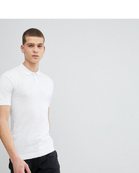 ASOS DESIGN Tall Knitted Muscle Fit Polo In White