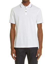 Giorgio Armani Tipped Short Sleeve Cotton Pique Polo In Solid White At Nordstrom