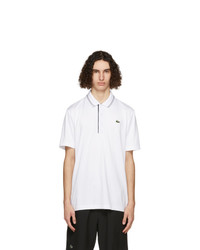 Lacoste White And Navy Sport Signature Breathable Golf Polo