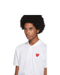 Comme Des Garcons Play White Heart Patch Polo