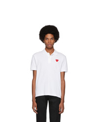 Comme Des Garcons Play White Heart Patch Polo