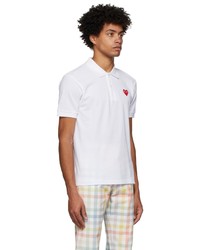 Comme Des Garcons Play White Heart Polo