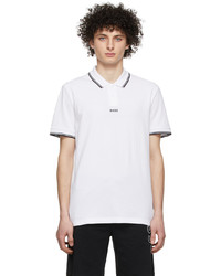 BOSS White Logo Contrast Polo