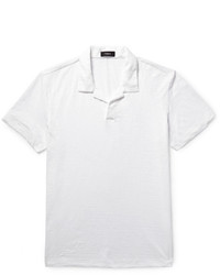 Theory Willem Slim Fit Camp Collar Slub Cotton Jersey Polo Shirt