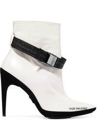 White Print Ankle Boots