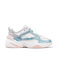 Nike M2k Tekno Leather Mesh And Satin Sneakers