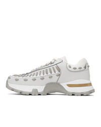 Ermenegildo Zegna White And Grey Leather Claudio Sneakers