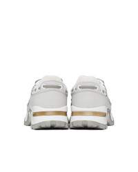 Ermenegildo Zegna White And Grey Leather Claudio Sneakers