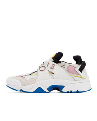 Kenzo White And Pink Sonic Velcro Sneakers