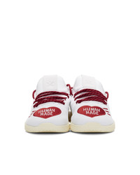 adidas Originals x Pharrell Williams White And Red Human Made Tennis Hu Sneakers