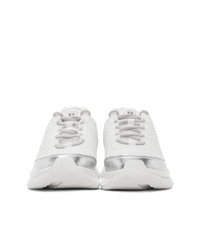 Balmain White And Silver B Trail Sneakers