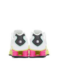 Nike White And Yellow Shox Tl Sneakers