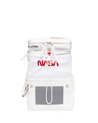 Heron Preston White And Orange Nasa Print Backpack