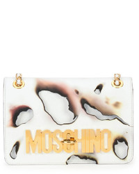Moschino Large Burned Print Shoulder Bag White