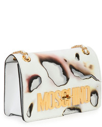 Moschino Large Burned Print Shoulder Bag White