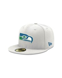 New Era Cap New Era White Seattle Seahawks Omaha Historic Logo 59fifty Fitted Hat