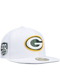 New Era White Green Bay Packers 100 Seasons Anniversary Patch Team 59fifty Fitted Hat At Nordstrom